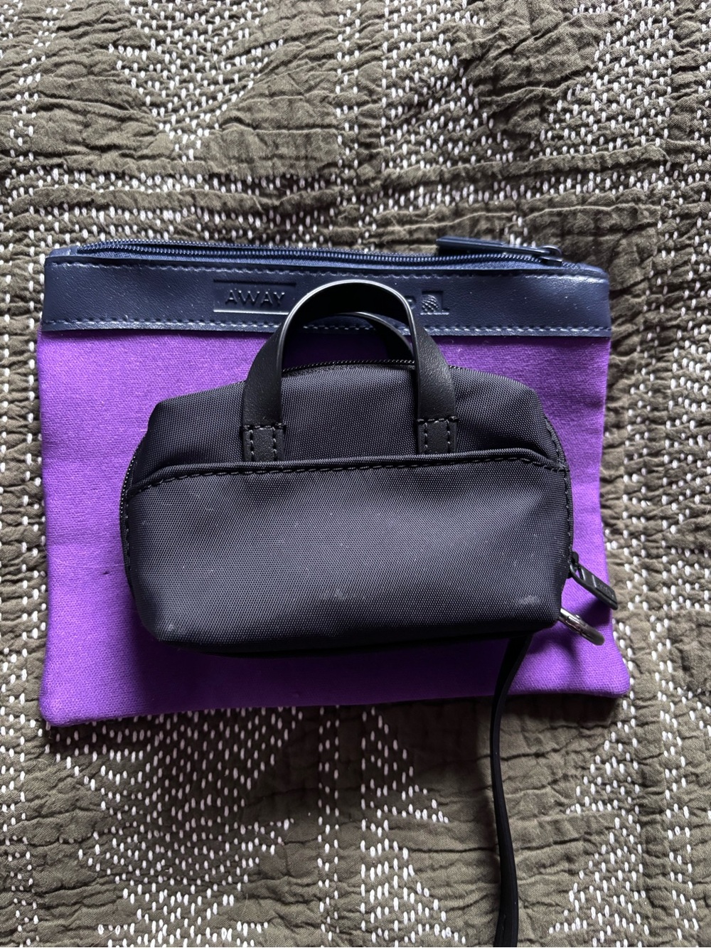 Away Purple Canvas Pouch with Black Mini Carry Bag